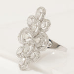 Load image into Gallery viewer, Floral Pear Halo Natural Diamond Ring: 14k Solid Gold Statement Cocktail Jewellery, Certified Jewelry