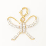 Load image into Gallery viewer, Bowknot Diamond Charm, 14k Solid Gold, Natural Diamonds, Everyday Layering Pendant, Dual Tone Necklace, Ready To Ship, Certified Jewelry