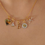 Load image into Gallery viewer, Bowknot Diamond Charm, 14k Solid Gold, Natural Diamonds, Everyday Layering Pendant, Dual Tone Necklace, Ready To Ship, Certified Jewelry