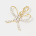 Load image into Gallery viewer, Bowknot Diamond Charm, 14k Solid Gold, Natural Diamonds, Everyday Layering Pendant, Dual Tone Necklace, Ready To Ship, Certified Jewelry