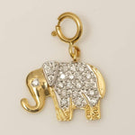 Load image into Gallery viewer, Elephant Diamond Charm, 14k Solid Gold, Natural Diamonds, Layering Animal Pendant, Dual Tone Necklace, Certified Jewelry