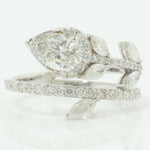 Load image into Gallery viewer, 14k Solid Gold Pear Natural Diamond Leaf Ring - Nature-Inspired Statement Bypass Jewelry, Certified Jewelry