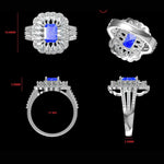 Load image into Gallery viewer, Emerald Cut Natural Tanzanite Diamond Ring, 14k Solid Gold, Natural Diamonds, Statement Halo Ring, Engagement Jewellery, Certified Jewelry