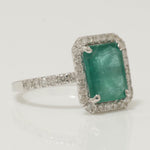 Load image into Gallery viewer, Emerald Halo Diamond Ring: 14k Gold Gemstone Engagement Jewelry