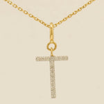 Load image into Gallery viewer, Personalized Initial Diamond Charm, 14k Solid Gold, Natural Diamonds, Layering Pendant, Minimal Necklace, Certified Jewelry