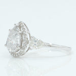 Load image into Gallery viewer, Pear Solitaire Halo Diamond Ring, 14k Solid Gold, Natural Diamonds, Teardrop Three Stone Ring, Statement Engagement Ring, Certified Jewelry