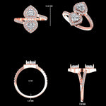 Load image into Gallery viewer, Double Heart Diamond Bypass Ring, 14k Solid Gold, Natural Diamonds, Two Stone Open Wrap Ring, Statement Love Cuff Ring, Certified Jewelry