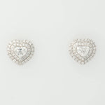 Load image into Gallery viewer, Heart Diamond Halo Stud Earrings, 14k Solid Gold, Natural Diamonds, Solitaire Statement Studs, Love Minimalistic Earrings, Certified Jewelry