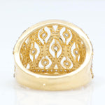 Load image into Gallery viewer, Lattice Diamond Band Ring, 14k Solid Gold, Natural Diamond, Wide Openwork Ring, Statement Cocktail Jewelry, Two Tone Ring, Certified Jewelry