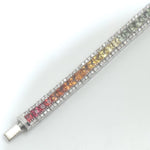 Load image into Gallery viewer, Rainbow Natural Diamond Tennis Bracelet: 14k Solid Gold Natural Sapphire Gemstone Jewelry, Certified Jewelry