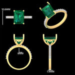 Load image into Gallery viewer, Emerald Cut Green Diamond Ring, 14k Solid Gold, Natural Diamonds, Gemstone Band Ring, Birthstone Everyday Jewelry, Certified Jewelry