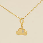 Load image into Gallery viewer, 14k Solid Gold Cloud Diamond Charm Pendant: Minimalist Sky Stackable Necklace Jewellery, Certified Jewelry