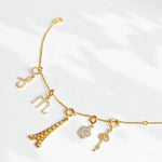 Load image into Gallery viewer, 14k Solid Gold Diamond Flower Charm Pendant: Two-Tone Minimalist Necklace