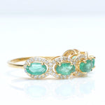 Load image into Gallery viewer, Oval Emerald Diamond Ring, 14k Solid Gold, Natural Diamonds, Halo Eternity Gemstone Band, Statement Ring, Stackable Band, Certified Jewelry