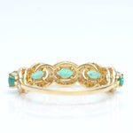 Load image into Gallery viewer, Oval Emerald Diamond Ring, 14k Solid Gold, Natural Diamonds, Halo Eternity Gemstone Band, Statement Ring, Stackable Band, Certified Jewelry