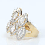 Load image into Gallery viewer, Double Row Marquise Diamond Ring, 14k Solid Gold, Natural Diamonds, Halo Wide Cocktail Band, Statement Bold Ring, Certified Jewelry