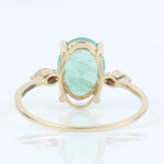 Load image into Gallery viewer, Oval Green Emerald Diamond Ring, 14k Solid Gold, Natural Diamonds, Three Stone Gemstone Jewelry, Birthstone Everyday Ring, Cetified Jewelry