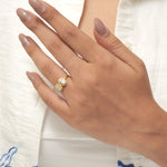 Load image into Gallery viewer, Twin Solitaire Halo Diamond Ring, 14k Solid Gold, Natural Diamonds, Oval Emerald Cut Ring, Toi et Moi Statement Ring, Certified Jewelry