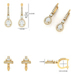 Load image into Gallery viewer, Pear Drop Diamond Earrings, 14k Solid Gold, Natural Diamonds, Teardrop Halo Huggie Dangle, Bridal Statement Jewelry, Certified Jewelry