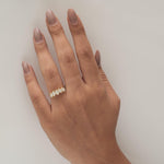 Load image into Gallery viewer, Five Stone Diamond Ring, 14k Solid Gold, Fancy Natural Diamonds, Stackable Ring, Cocktail Statement Band, Certified Jewelry