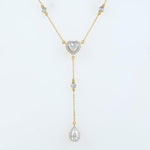 Load image into Gallery viewer, Heart Pear Diamond Drop Lariat Necklace, 14k Solid Gold, Natural Diamonds, Statement Layering Necklace, Bridal Drop Chain, Certified Jewelry