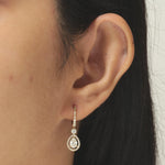 Load image into Gallery viewer, Pear Drop Diamond Earrings, 14k Solid Gold, Natural Diamonds, Teardrop Halo Huggie Dangle, Bridal Statement Jewelry, Certified Jewelry