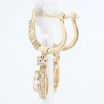 Load image into Gallery viewer, Pear Drop Diamond Earrings, 14k Solid Gold, Natural Diamonds, Teardrop Halo Huggie Dangle, Bridal Statement Jewelry, Certified Jewelry