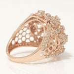 Load image into Gallery viewer, Floral Dome Natural Diamond Honeycomb Ring: 14k Solid Gold Cocktail Cluster Jewellery, Certified Jewelry