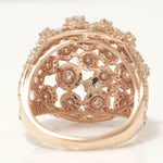Load image into Gallery viewer, Floral Dome Natural Diamond Honeycomb Ring: 14k Solid Gold Cocktail Cluster Jewellery, Certified Jewelry