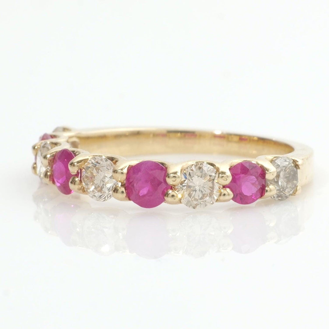 Ruby Diamond Eternity Band: 14k Solid Gold Stackable Ring