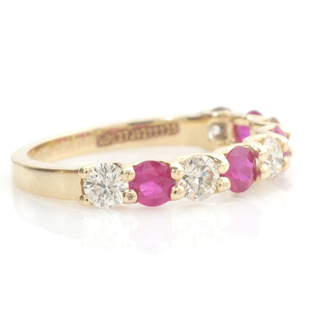 Ruby Diamond Eternity Band: 14k Solid Gold Stackable Ring