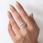 Load image into Gallery viewer, Leaf Cluster Pear Diamond Ring, 14k Solid Gold, Natural Diamonds, Dual Row Jewelry, Statement Ring, Evening Jewelry, Certified Jewelry