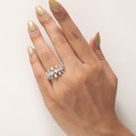 Load image into Gallery viewer, Cluster Floral Fancy Diamond Ring, 14k Solid Gold, Natural Diamonds, Marquise Pear Cut Design, Cocktail Statement Ring, Certified Jewelry