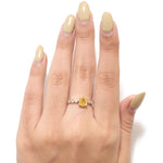 Load image into Gallery viewer, Pear Yellow Sapphire Natural Diamond Ring: 14k Solid Gold Gemstone Everyday Band Jewellery, Certified Jewelry