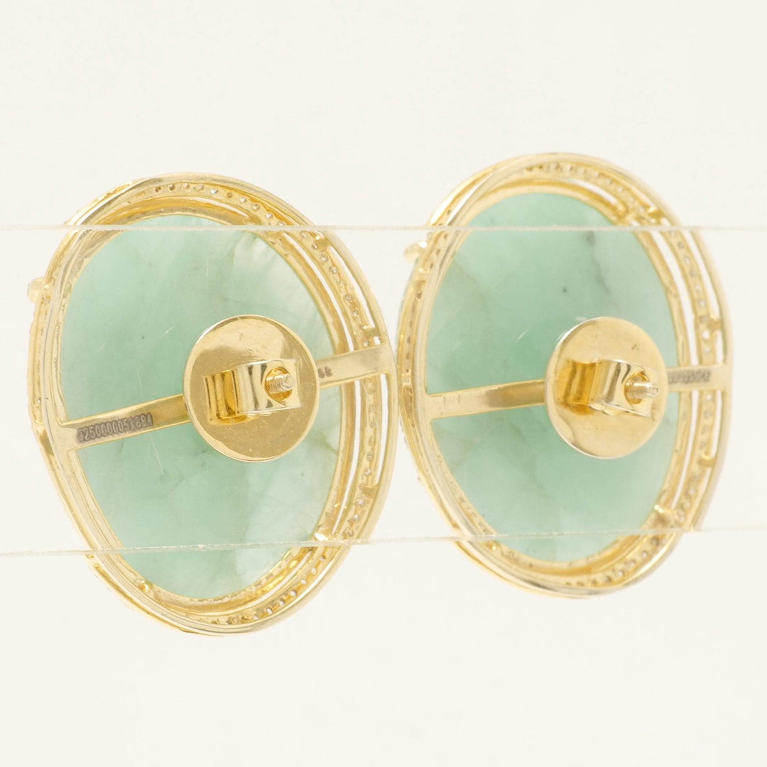 Oval Natural Emerald & Natural Diamond Halo Earrings: 14k Solid Gold Gemstone Stud Earrings, HRD Certified, Ready To Ship
