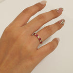 Load image into Gallery viewer, Ruby Diamond Eternity Band: 14k Solid Gold Stackable Ring