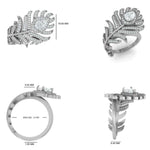 Load image into Gallery viewer, Peacock Feather Diamond Ring: 14k Gold Pear Halo Cocktail Jewelry