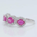 Load image into Gallery viewer, Oval Ruby Diamond Eternity Band Ring, 14k Solid Gold, Natural Diamonds, Halo Gemstone Stacking Ring, Wedding Band, Certified Jewelry