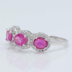 Load image into Gallery viewer, Oval Ruby Diamond Eternity Band Ring, 14k Solid Gold, Natural Diamonds, Halo Gemstone Stacking Ring, Wedding Band, Certified Jewelry