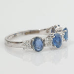 Load image into Gallery viewer, Blue Sapphire Diamond 14k Gold Band Ring: Half Eternity Stackable