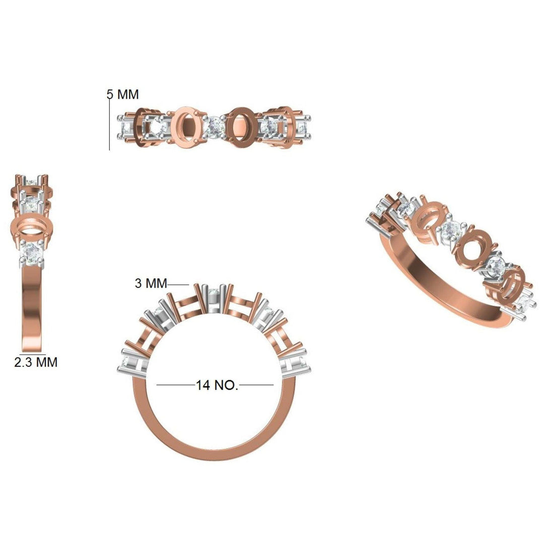 Blue Sapphire Diamond 14k Gold Band Ring: Half Eternity Stackable