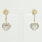 Load image into Gallery viewer, 14k Solid Gold Heart Diamond Drop Earrings: Double Halo Dangle Jewelry