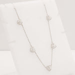 Load image into Gallery viewer, Heart Diamond Station Necklace, 14k Solid Gold, Natural Diamonds, Halo Love Jewelry, Layering Minimalist Chain, Certified Jewelry