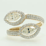 Load image into Gallery viewer, Marquise Diamond Double Halo Bypass Ring: 14k Solid Gold Statement Jewelry