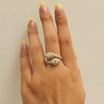 Load image into Gallery viewer, Marquise Diamond Double Halo Bypass Ring: 14k Solid Gold Statement Jewelry