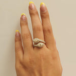 Load image into Gallery viewer, Marquise Natural Diamond Bypass Ring: 14k Solid Gold Halo Cluster Jewellery, Certified Jewelry