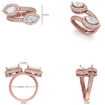 Load image into Gallery viewer, Marquise Diamond Double Halo Bypass Ring: 14k Solid Gold Statement Jewelry