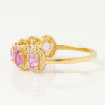 Load image into Gallery viewer, Pink Sapphire Diamond Halo Ring: 14k Gold Eternity Stacking Band