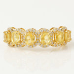 Load image into Gallery viewer, Yellow Sapphire Diamond Halo Ring: 14k Gold Eternity Band