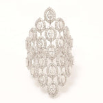 Load image into Gallery viewer, 14k Solid Gold Marquise Natural Diamond Lattice Ring: Wide Halo Cocktail Jewellery, Certified Jewelry